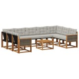 vidaXL Set de canapele de exterior 10 pcs Natural și Gri deschis 3382219