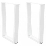 vidaXL Picioare de masă &icirc;n formă de V, 2 buc., alb, 60 x (72-73,3) cm, oțel