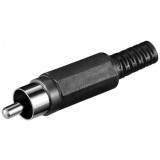 Mufa RCA tata cu protectie pentru cablu negru, Goobay G11277