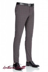 Pantaloni Barbati Gri Carouri Slim Fit PT1858 12 foto