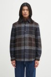 Barbour geacă Chapter Tailored Check Overshirt culoarea bleumarin, de tranziție, MOS0400TN38