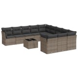 Cumpara ieftin Set canapea de gradina cu perne, 12 piese, gri, poliratan