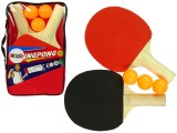 Set 2 palete de ping-pong + 3 mingi, rosu / negru, Lean 10479