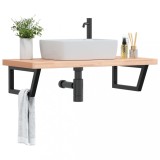 Gossi raft pentru lavoar montat pe perete, otel si lemn masiv fag