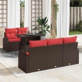 vidaXL Set de canapele pentru grădină cu pernă 6 pcs Maro poliratan 3348560