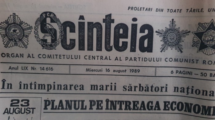Ziarul Scanteia nr 14616, 16 august 1989, 6 pagini