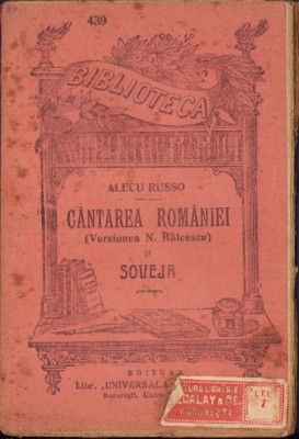 C4259N Alecu Russo C&amp;acirc;ntarea Rom&amp;acirc;niei (versiunea Nicolae Bălcescu) și Soveja, Biblioteca pentru toți foto