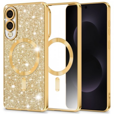 Husa MagSafe pentru Samsung Galaxy S25 Edge S937, Techsuit, Luxury Glitter, Aurie foto