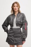 Alpha Industries geaca bomber MA-1 Vintage Cropped Wmn culoarea gri, de tranzitie, oversize, 156002