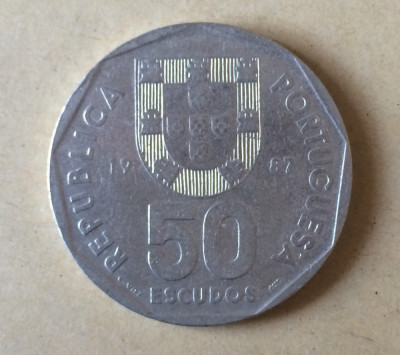 Portugalia 50 escudos 1987 foto