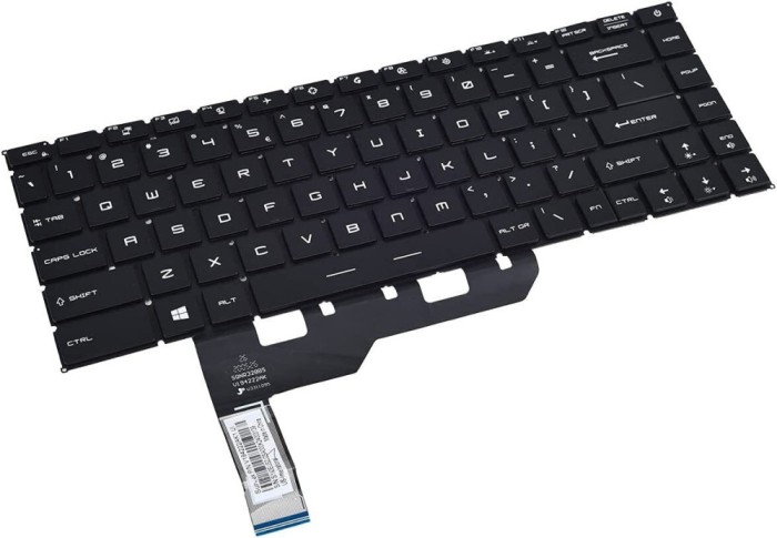 Tastatura Laptop, MSI, Modern 14 MS-14D1, MS-14D2, MS-14D3, B10MW, B10RASW, B10RBSW, iluminata, RGB, 40 pini, layout US