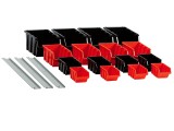 Set organizator, 16 piese + 3 sine, Plastic, Negru/Rosu