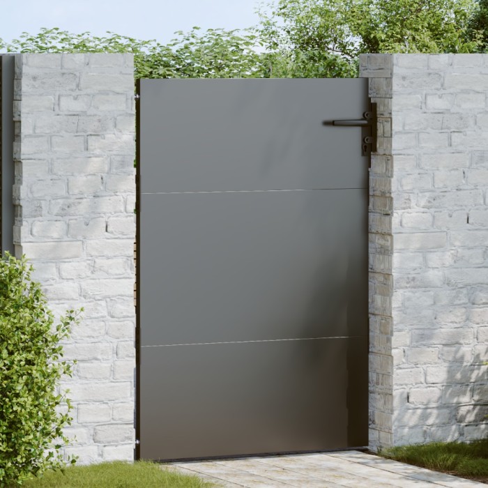 vidaXL Poartă de grădină Negru 105 x 125 cm Oțel vopsit &icirc;n pulbere