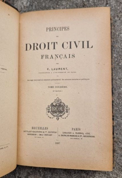 F. Laurent - Principes de Droit Civil Francais Tome XII