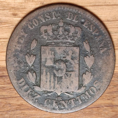 Spania - moneda de colectie istorica - 10 / diez centimos 1878 OM - bronz !