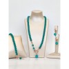 Set Bijuterii Energy Jad Verde Acvatic, Argint 925 placat Aur Roz, Colier, Bratara, Cercei cu Zirconiu, Ajustabil, Made in Italy