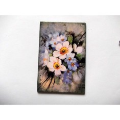 Magnet de frigider cu flori albe si albastre 46479