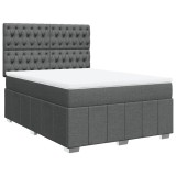 Cumpara ieftin Pat box spring cu saltea, gri inchis, 140x200 cm, textil