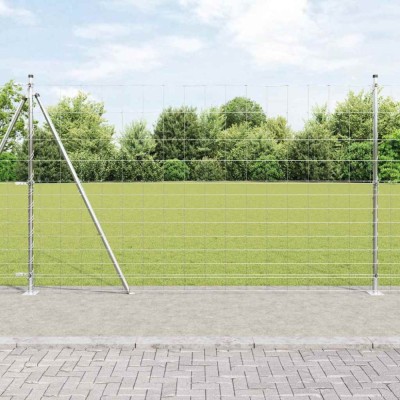 Gard pentru c&amp;acirc;mp Argintiu 25 x 1.5 m Oțel galvanizat foto