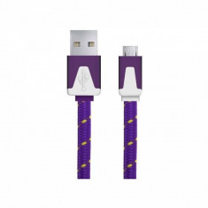 Cablu de date Esperanza EB176V Braided plat microUSB 1m violet foto