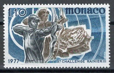 Monaco 1977 Mi 1267 MNH - 10th International Archery Challenge Trophy foto