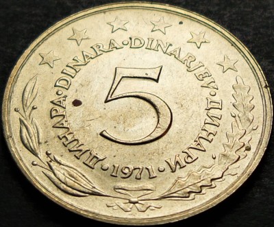 Moneda 5 DINARI / DINARA - RSF YUGOSLAVIA, anul 1971 *cod 4987 A = UNC foto