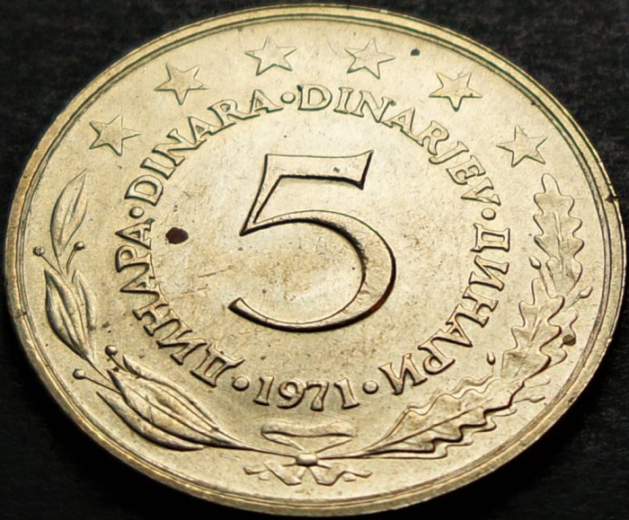 Moneda 5 DINARI / DINARA - RSF YUGOSLAVIA, anul 1971 *cod 4987 A = UNC