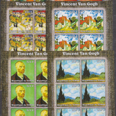 DB1 Ciad Tchad Arta Pictura Vincent van Gogh 4 MS MNH