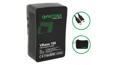 Baterie PATONA Premium V-Mount VBase 190 PD100W 190Wh USB-C USB-A D-Tap celule Samsung inclusiv carcasă dură foto