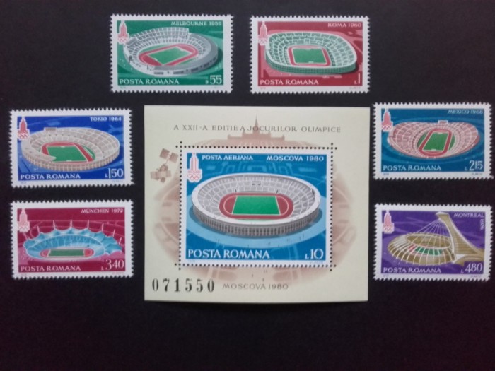1979-Preolimpiada de Vara Moscova - serie+colita dantelata - LP991 + LP992
