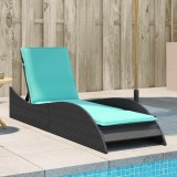 vidaXL Șezlong cu pernă, negru, 60x205x73 cm, poliratan 368286