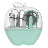 Set &icirc;ngrijire Manichiură-Pedichiură-Față, 9 piese, Husa Formă Măr, Verde Marin