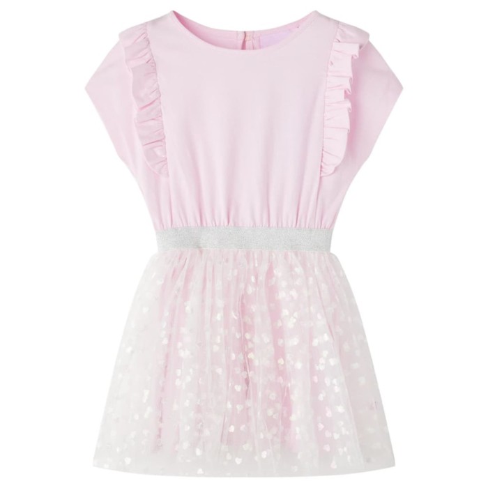 Rochie copii volane, roz deschis, 128 14552