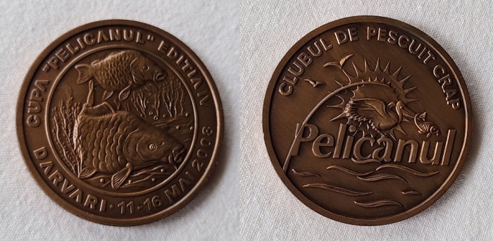 Cupa PELICANUL Editia a 4a, Mai 2008 - concurs pescuit pe lacul DARVARI, medalie