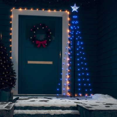 Decorațiune brad Crăciun conic 100 LED-uri, albastru, 70x180 cm foto