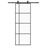 Cumpara ieftin Usa glisanta cu set de feronerie neagra 76x205 cm Sticla ESG