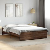 VidaXL Cadru de pat, stejar maro, 150x200 cm, lemn prelucrat și metal 3279886