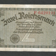 GERMANIA NAZISTA 2 MARCI REICHSMARK 1940 [26] P- 137a , 7 cifre , Litera F