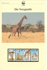 Kenya.1989 WWF Protejarea naturii-Girafa serie,FDC,maxime DZ.20 foto