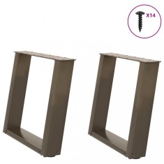 vidaXL Picioare pentru masă de cafea &icirc;n formă de U, 2 buc., oțel natural, 50x(42-43) cm