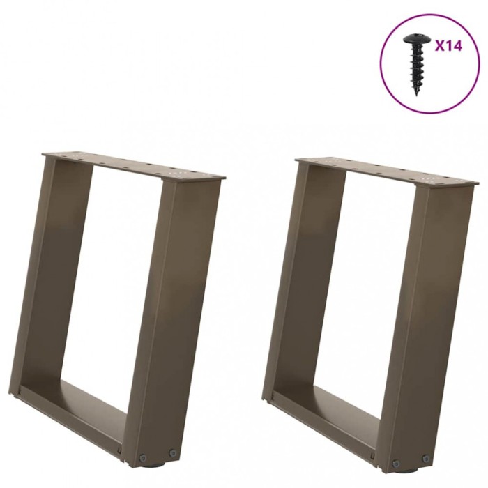 vidaXL Picioare pentru masă de cafea &icirc;n formă de U, 2 buc., oțel natural, 50x(42-43) cm 4012767