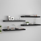 vidaXL Rafturi de perete, 4 buc., negru, 80 x 23,5 x 3,8 cm, MDF