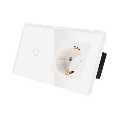 Intrerupator Simplu + Priza cu Rama din Sticla LUXION SmartElectro IntelligentHouse foto