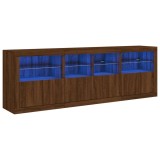 Cumpara ieftin Dulap cu lumini LED, stejar maro, 202x37x67 cm