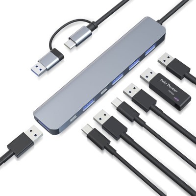 HUB USB/USB-C 7-in-2, PRESTIGE CHARGE&amp;reg;, conectivitate extinsa - USB 3.0 5Gbps, 4*USB 2.0 si 2*USB-C - pentru Laptop, Tableta si Alte Dispozitive USB-C foto