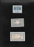 Rar! Set Franta 25 + 50 centimes + 1 franc 1926 bancnote locale Troyes aunc/unc, Europa