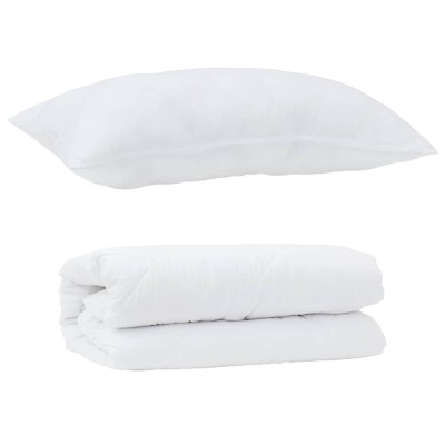 vidaXL Set de Pături cu pernă 2 pcs Alb Microfibră 3376846 foto