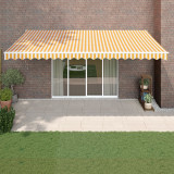 vidaXL Copertină retractabilă, galben/alb, 5x3 m, textil/aluminiu 3154435