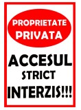 Semn de proprietate privata si accesul strict interzis