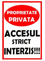 Semn de proprietate privata si accesul strict interzis foto